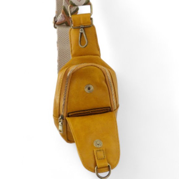 Yellow Vegan Leather Crossbody Bag | Guitar Strap NWT - Picture 4 of 8